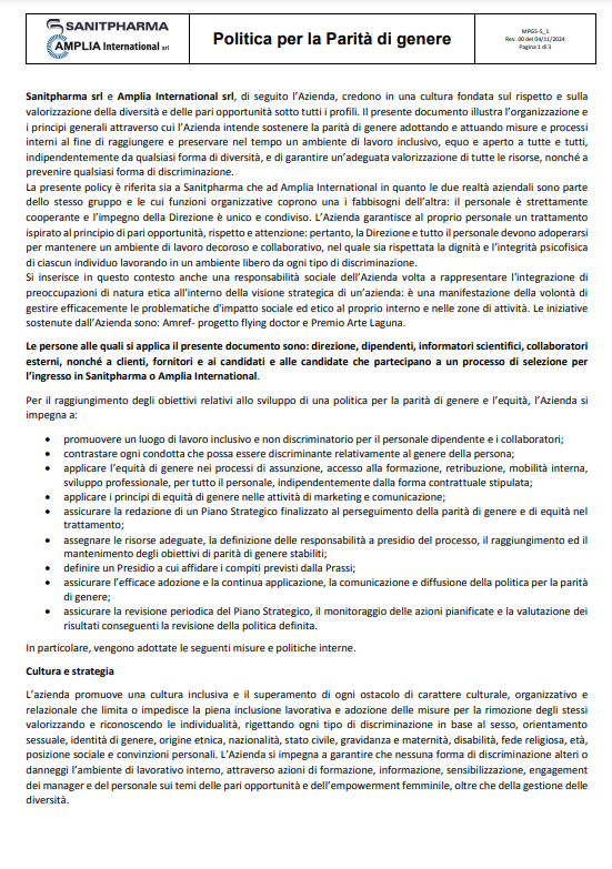 Politica della Qualità Sanitpharma
